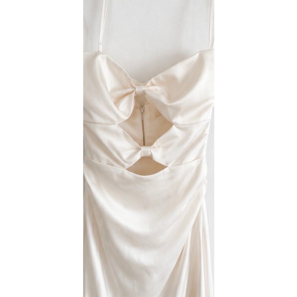 BEC + BRIDGE Rochelle Twist Strapless Ivory Maxi Dress US 2 AU 6 - Picture 9 of 10